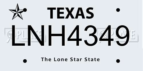 LNH4349 Texas License Plate