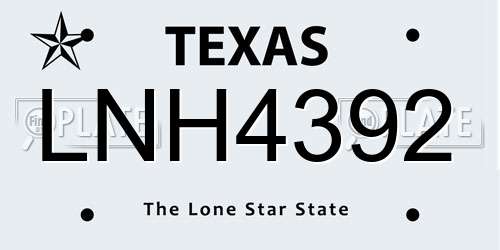 LNH4392 Texas License Plate