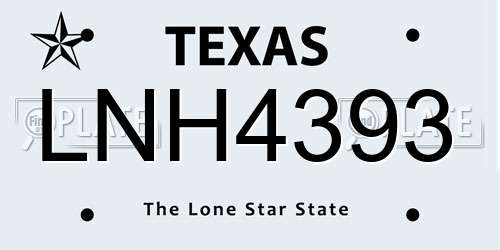 LNH4393 Texas License Plate