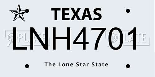 LNH4701 Texas License Plate