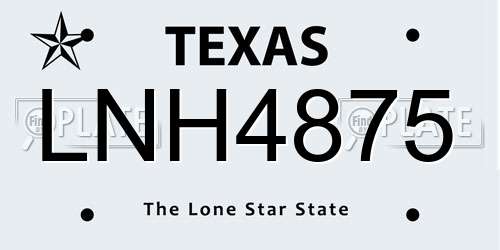 LNH4875 Texas License Plate
