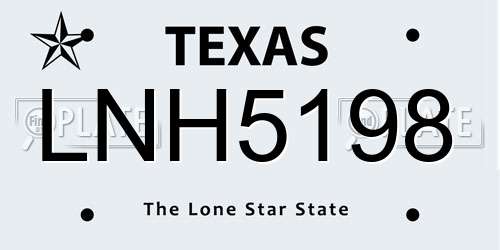 LNH5198 Texas License Plate