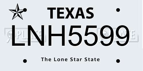 LNH5599 Texas License Plate