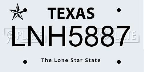 LNH5887 Texas License Plate
