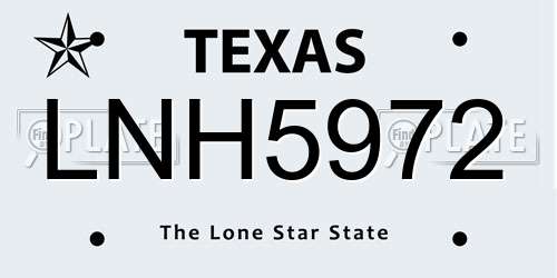 LNH5972 Texas License Plate