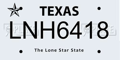 LNH6418 Texas License Plate