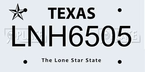 LNH6505 Texas License Plate