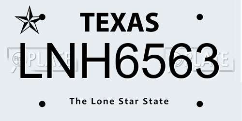LNH6563 Texas License Plate