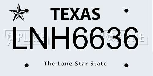 LNH6636 Texas License Plate