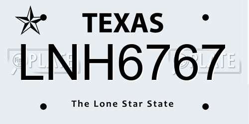 LNH6767 Texas License Plate