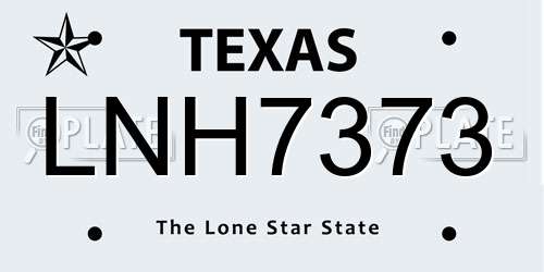 LNH7373 Texas License Plate