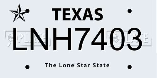 LNH7403 Texas License Plate