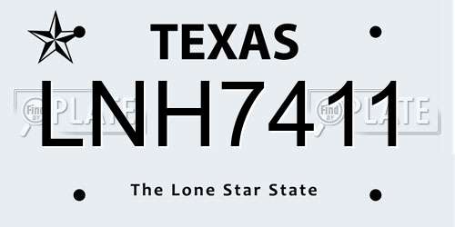 LNH7411 Texas License Plate