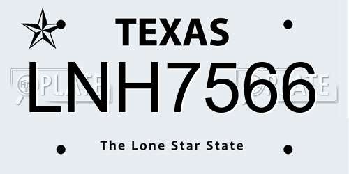 LNH7566 Texas License Plate