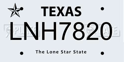 LNH7820 Texas License Plate