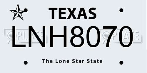 LNH8070 Texas License Plate