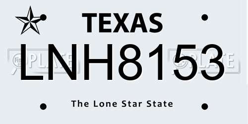 LNH8153 Texas License Plate