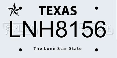 LNH8156 Texas License Plate