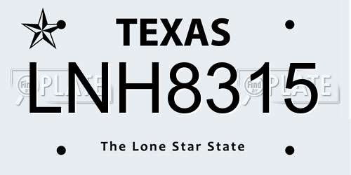 LNH8315 Texas License Plate