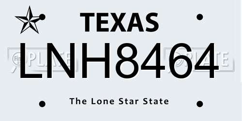 LNH8464 Texas License Plate