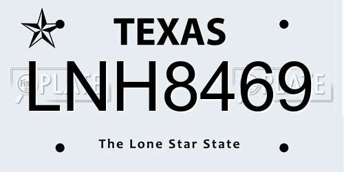 LNH8469 Texas License Plate