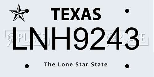 LNH9243 Texas License Plate