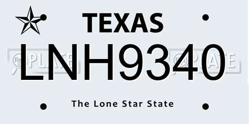 LNH9340 Texas License Plate