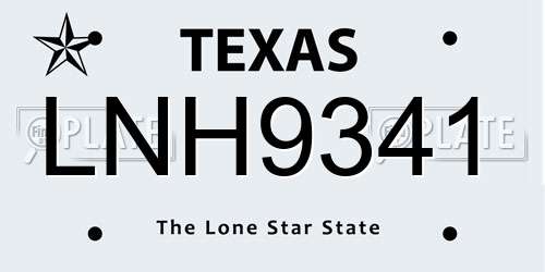 LNH9341 Texas License Plate