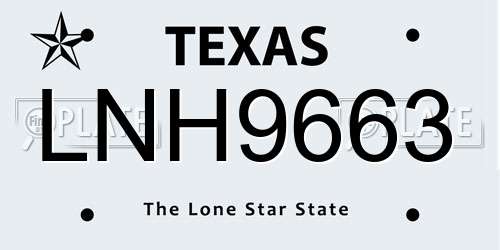 LNH9663 Texas License Plate