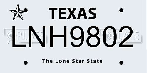 LNH9802 Texas License Plate