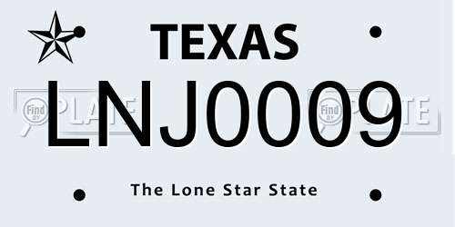 LNJ0009 Texas License Plate