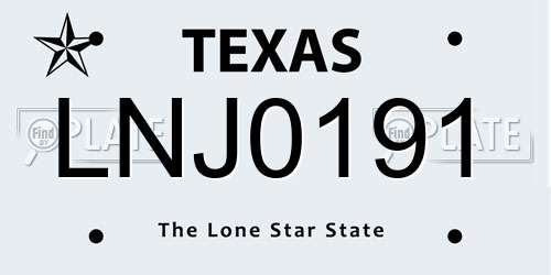 LNJ0191 Texas License Plate