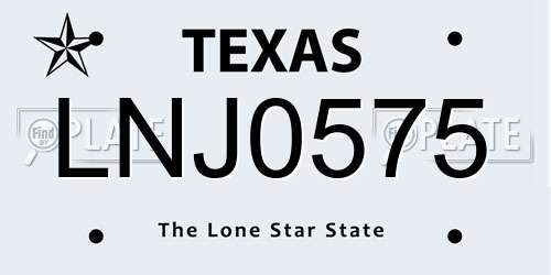 LNJ0575 Texas License Plate