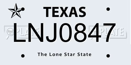 LNJ0847 Texas License Plate