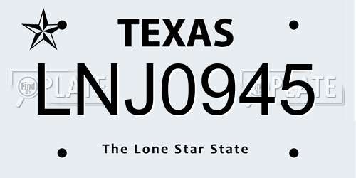 LNJ0945 Texas License Plate