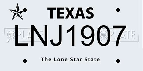 LNJ1907 Texas License Plate