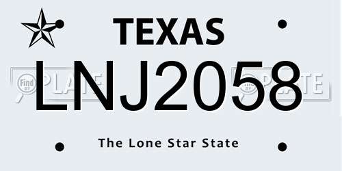 LNJ2058 Texas License Plate