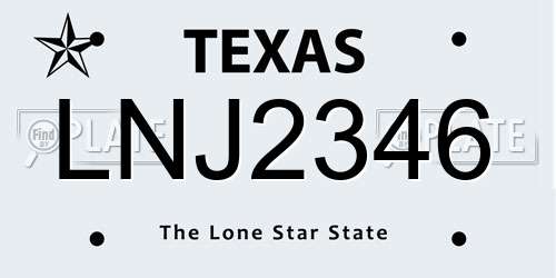 LNJ2346 Texas License Plate
