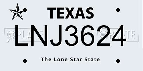 LNJ3624 Texas License Plate