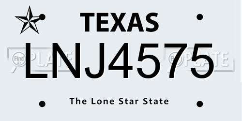LNJ4575 Texas License Plate