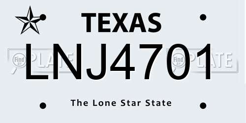 LNJ4701 Texas License Plate
