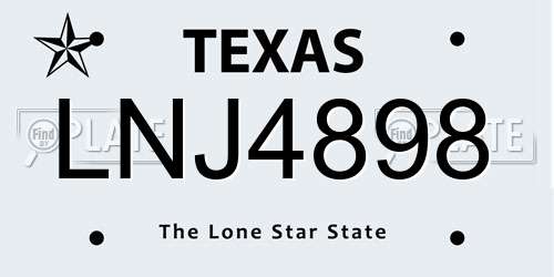 LNJ4898 Texas License Plate