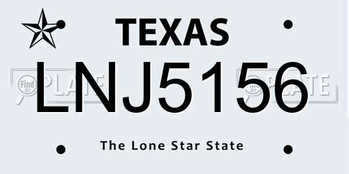 LNJ5156 Texas License Plate