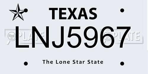 LNJ5967 Texas License Plate