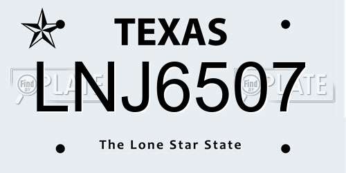 LNJ6507 Texas License Plate