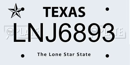 LNJ6893 Texas License Plate