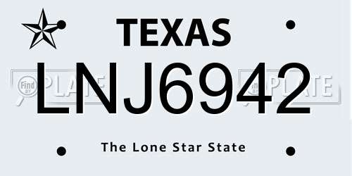 LNJ6942 Texas License Plate