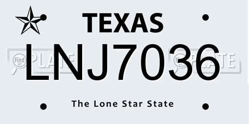 LNJ7036 Texas License Plate