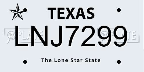LNJ7299 Texas License Plate