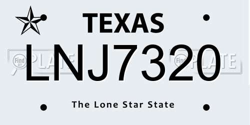LNJ7320 Texas License Plate